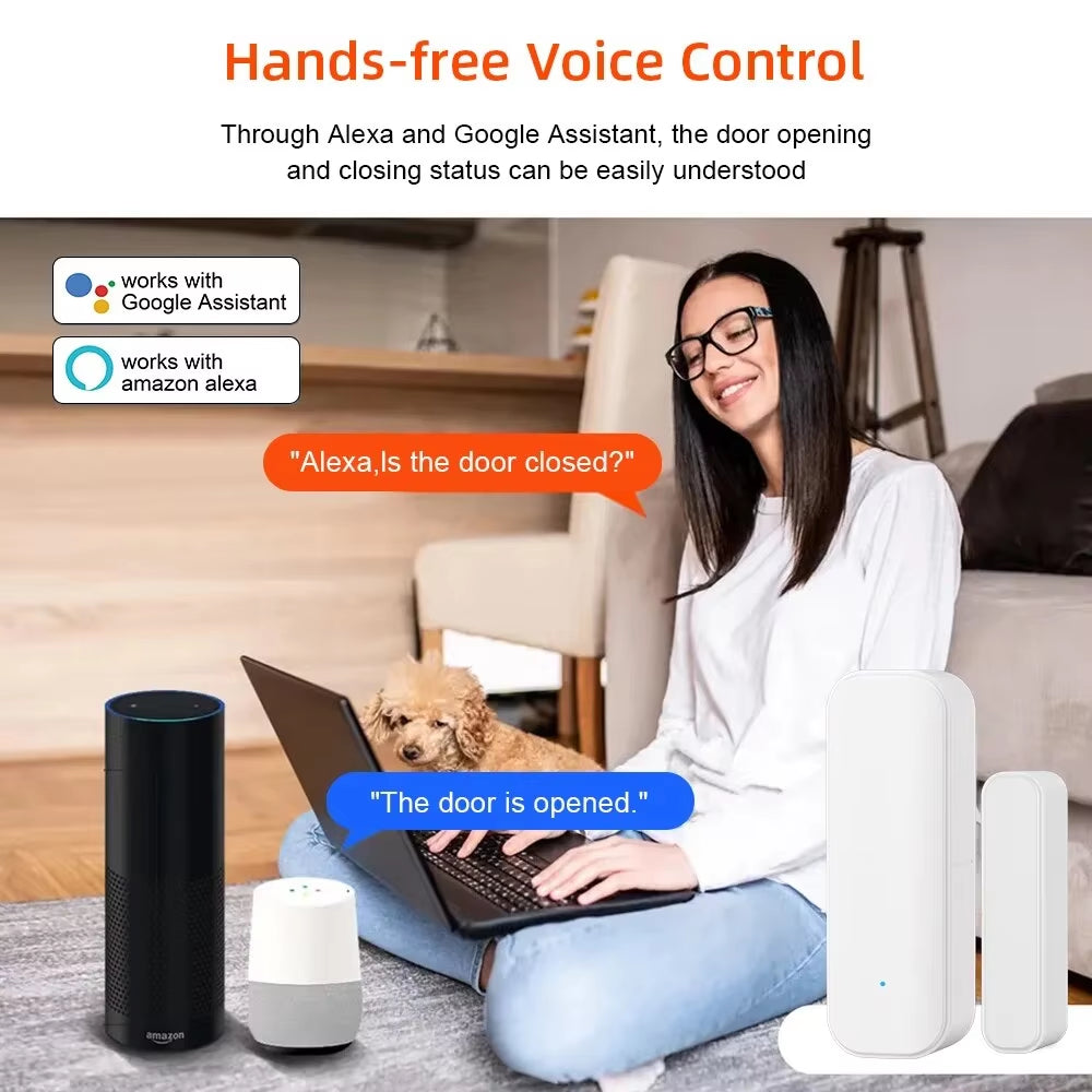 Wifi or Zigbee Window Door Sensor with Battery Smart Home Security Alarm System Voice Control via Alexa Google Home Smart