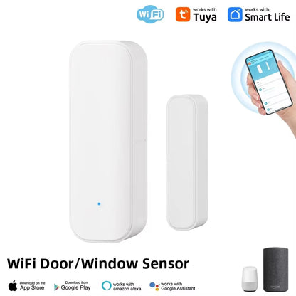 Wifi or Zigbee Window Door Sensor with Battery Smart Home Security Alarm System Voice Control via Alexa Google Home Smart